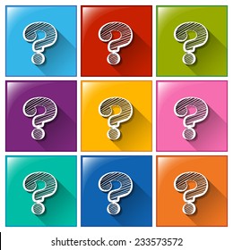 Icons with question marks on a white background 
