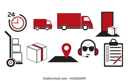 Icons quick delivery of goods isolated on white background. Vector illustration.