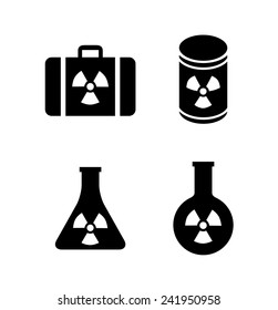 Icons: radioactive items.Radioactivity concept.