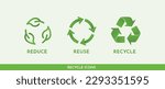 icons recycle reduce reuse recycle recycle symbol Ecology An ecological metaphor for ecological waste management. Reduce, reuse, recycle.