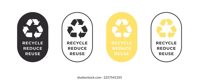 Icons of Recycled. Icons denoting made from recycled materials. Packaging and recycling. Vector illustration