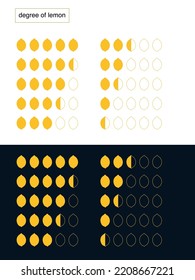 Icons Reflecting The Degree Or Concentration Of The Apple. The Degree To Which A Natural Concentrate Is Added To A Juice Or Other Beverage.