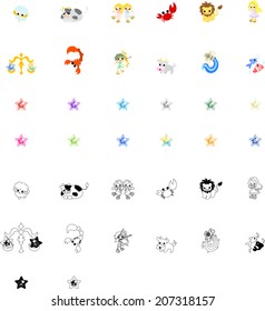 Icons reflecting the image of the horoscope.