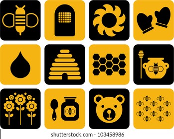 icons related to bees and honey