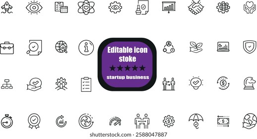 icons related to business. Linear icon collection