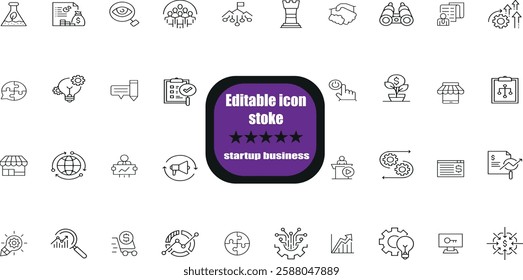 icons related to business. Linear icon collection