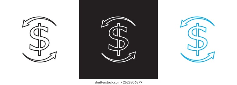 Icons related to cash flow.  Vector illustration. isolated on white and black background. EPS 10