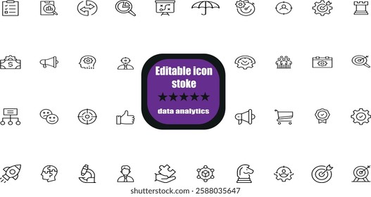 icons related to data analysis, analytics,