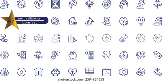  icons related to energy, electrical energy, electricity. 