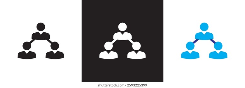 Icons related to hierarchy. Isolated on white and black background. Vector illustration. EPS 10