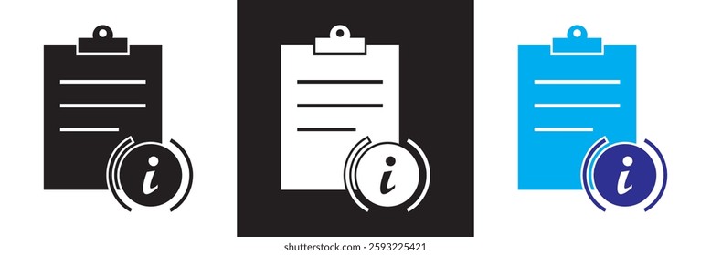 Icons related to information.  Isolated on white and black background. Vector illustration. EPS 10