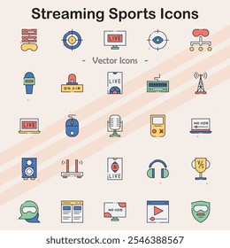 Icons related to live sports streaming and broadcasting.