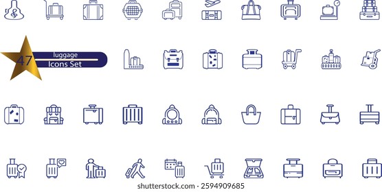 icons related to luggage. Linear icon collection