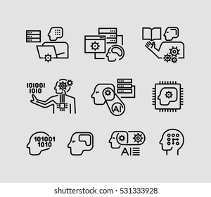 Icons related to machine learning and artificial intelligence