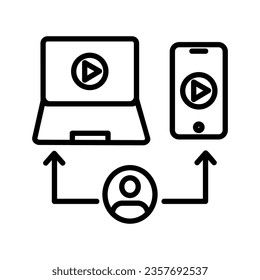 Icons related to online learning, useful as symbols for use in school activities. Editable black outline vector illustration.