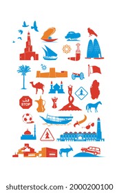 Icons related to Qatar and Middle East design vector illustration.