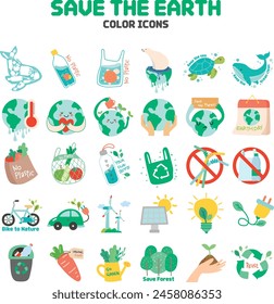 Icons related to saving the polluted Earth