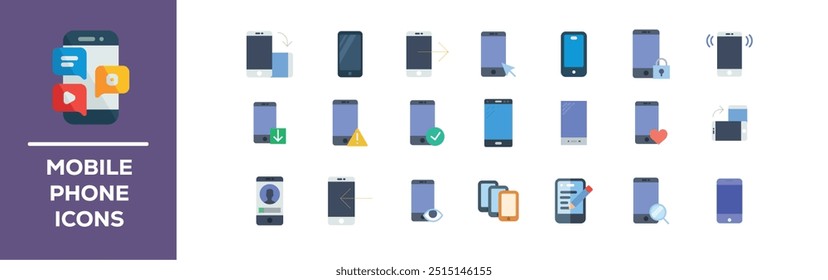 icons related to smartphone, phone. Linear icon collection. Editable stroke. Vector illustration