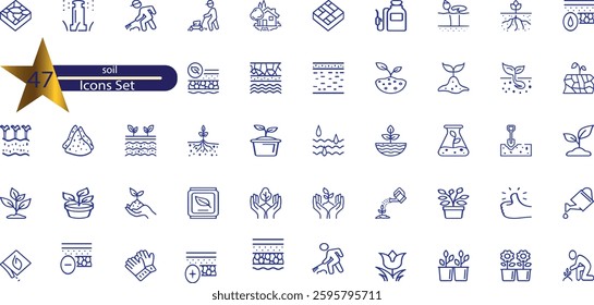 icons related to soil. Linear icon collection