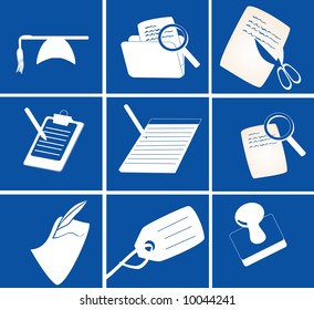 icons related to writing, stationery, office, education vector illustration