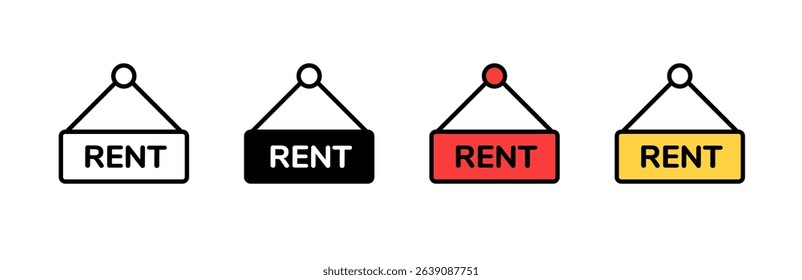 Icons of rent signs in color and outline styles indicate availability for easy identification.