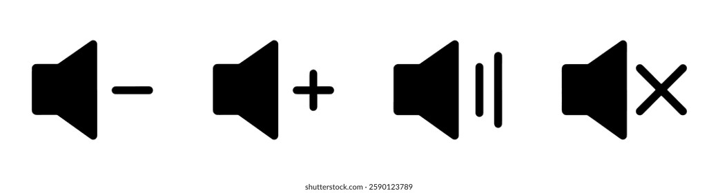  Icons Representing Audio Control Functions for Speakers Including Mute and Unmute Options