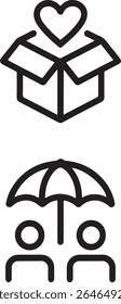 Icons Representing Charity and Protection Two Essential Aspects of Human Well Being and Security Conceptual Visual