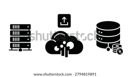 Icons representing cloud data storage