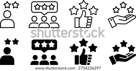 Icons representing customer satisfaction and feedback mechanisms