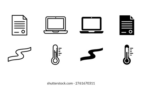 Icons representing digital documents and environmental conditions