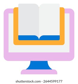 Ícones que representam uma biblioteca digital ou uma coleção de livros eletrônicos para plataformas de leitura online e sites educacionais.