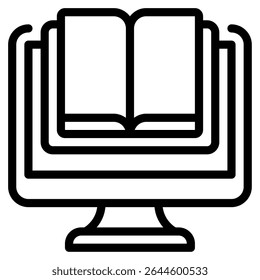 Ícones que representam uma biblioteca digital ou uma coleção de livros eletrônicos para plataformas de leitura online e sites educacionais.