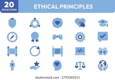 Icons representing ethical principles and values.
