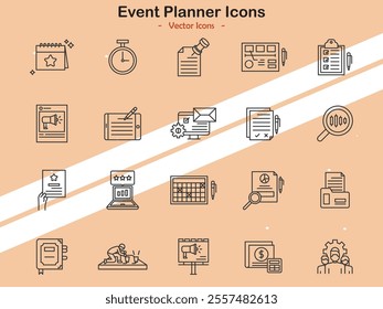 Icons representing event planning organization and party essentials