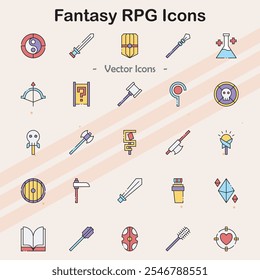 Icons representing fantasy role-playing games and elements.