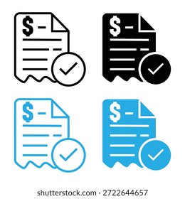 Icons representing a financial document with a dollar sign and a checkmark, indicating approval.