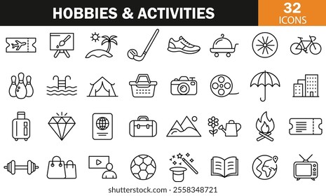 "Icons Representing Hobbies and Fun Activities"