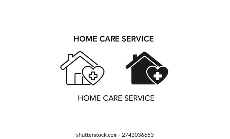 Icons representing home care services with health and financial assistance symbols