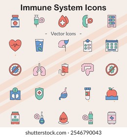 Ícones que representam o sistema imunológico e as defesas corporais.
