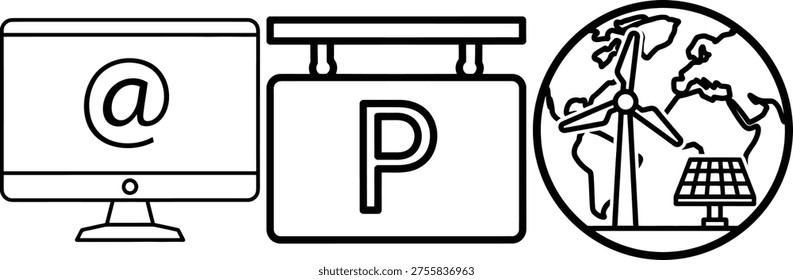 Icons representing internet and travel