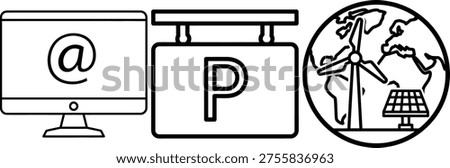 Icons representing internet and travel