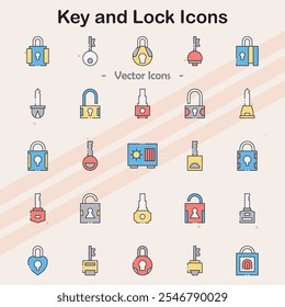 Icons representing keys, locks, and security measures.