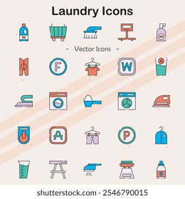 Iconos que representan los servicios de lavandería y las actividades de lavado.
