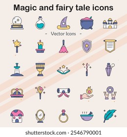 Icons representing magic, fairy tales, and fantasy.