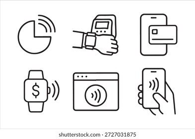 Symbole für mobile Zahlung und drahtlose Technologie hochwertige professionelle detaillierte