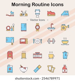 Icons representing morning routines and daily habits.