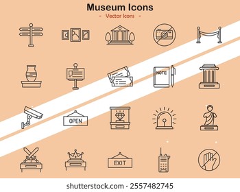 Icons representing museums and historical artifacts