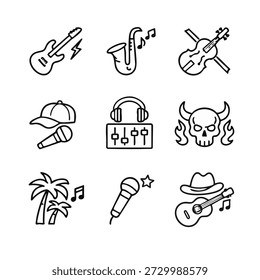 Icons representing music and instruments