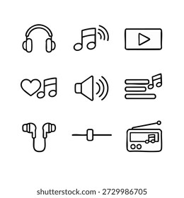 Icons representing music and sound elements