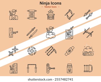 Icons representing ninja and martial arts themes